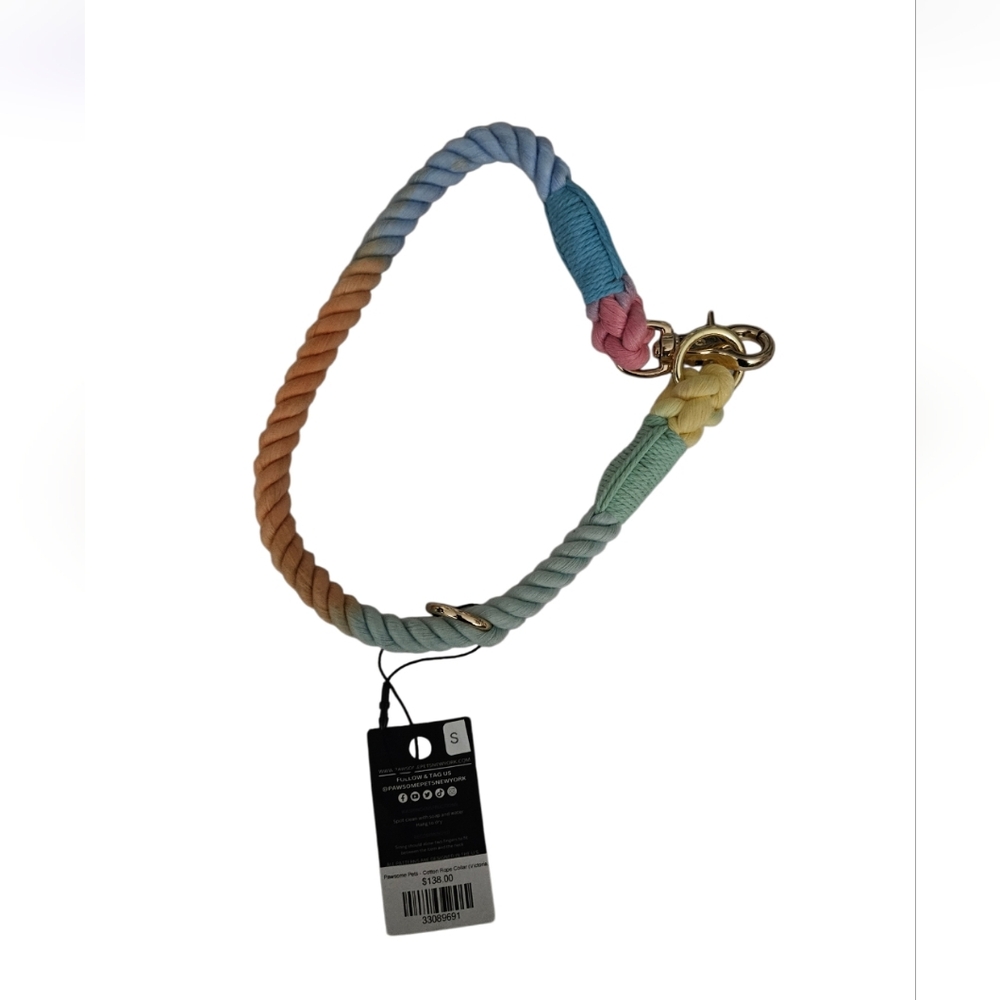 Pawesome Pets New York Tie Die Rope Collar Victoria S 22" $138 NEW